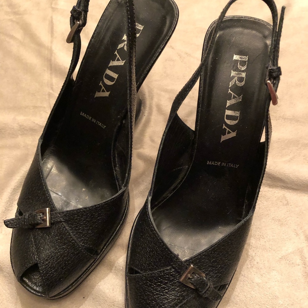 Prada Black Shoes 6 High Heels Platform Pumps